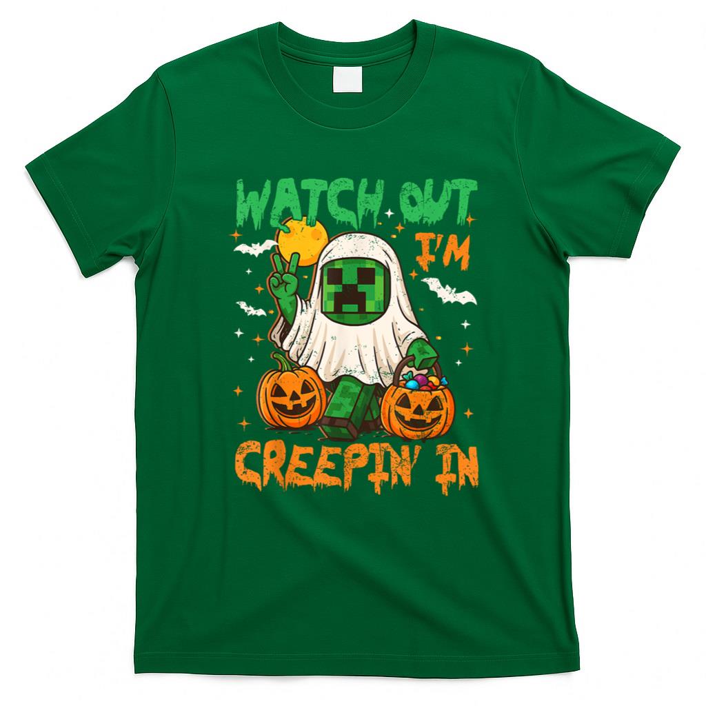 Halloween Shirt - Halloween Costume Kid Boy Game Pixel Ghost Creepin In Spooky T-Shirt