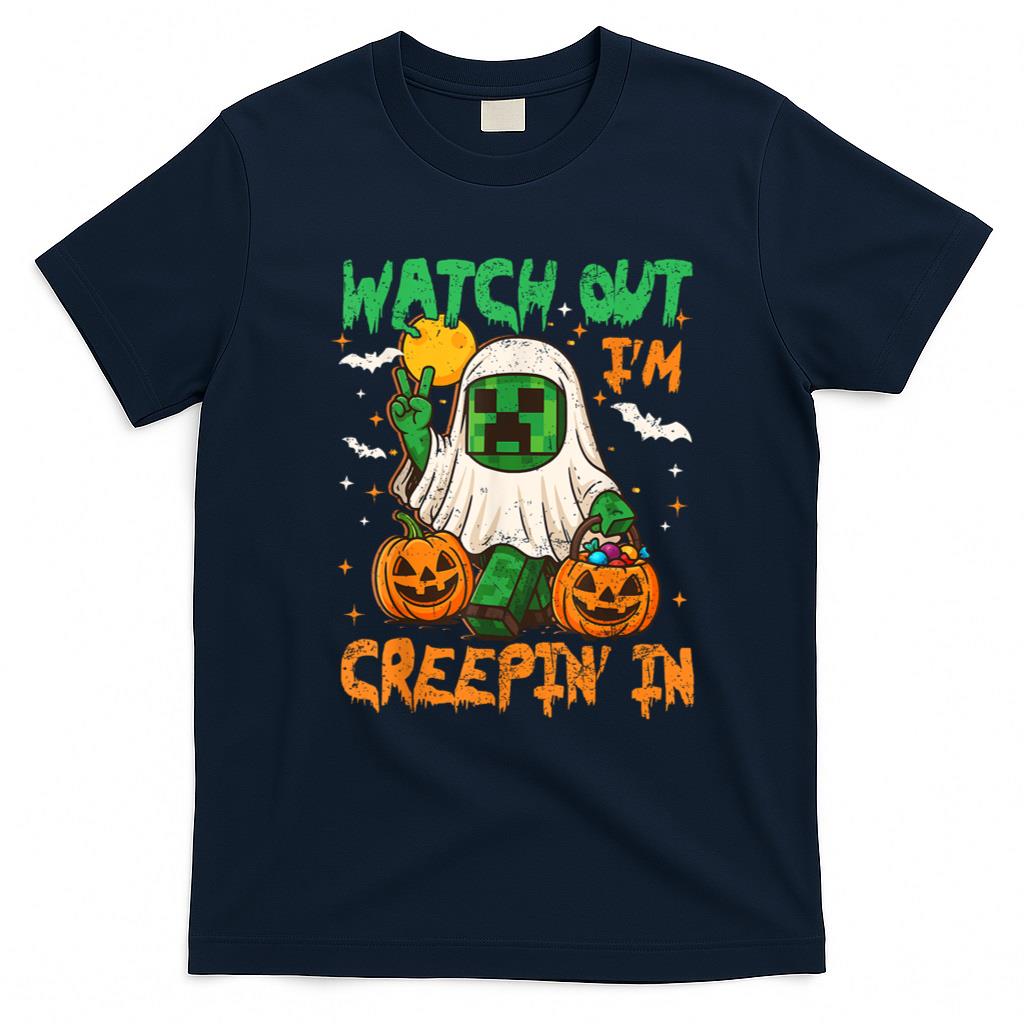 Halloween Shirt - Halloween Costume Kid Boy Game Pixel Ghost Creepin In Spooky T-Shirt