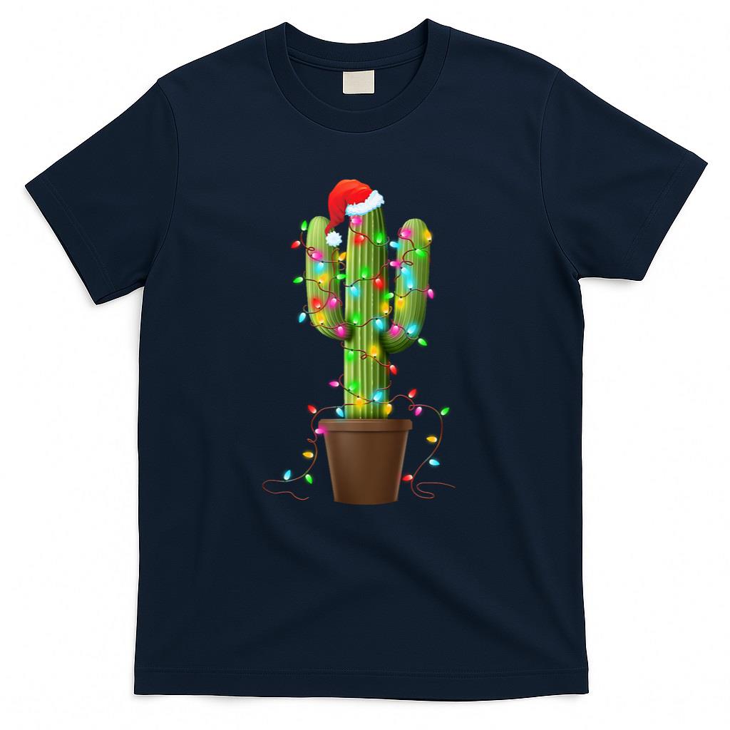 Christmas Lights Cactus Lover Funny Xmas Gifts For Men Women T-Shirt