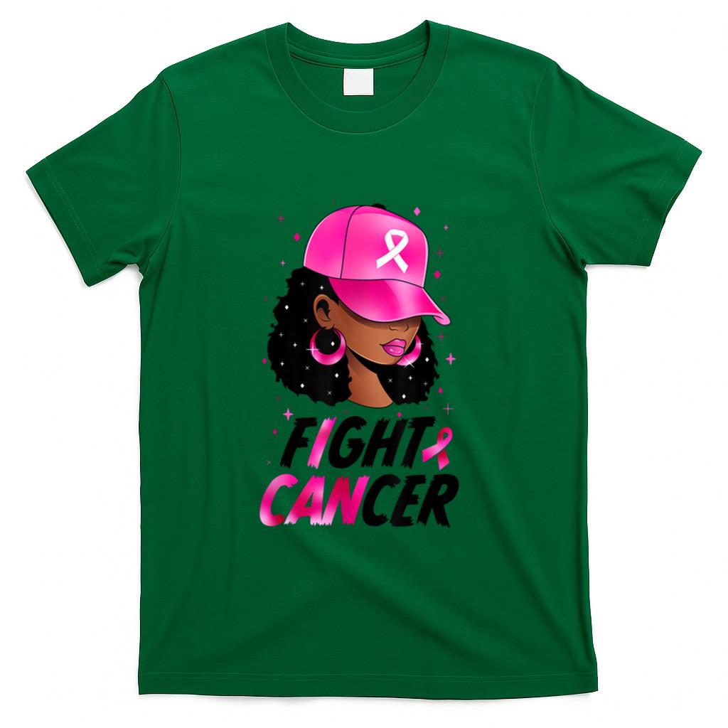 Black Girl Black Woman Breast Cancer Awareness Pink Ribbon T-Shirt
