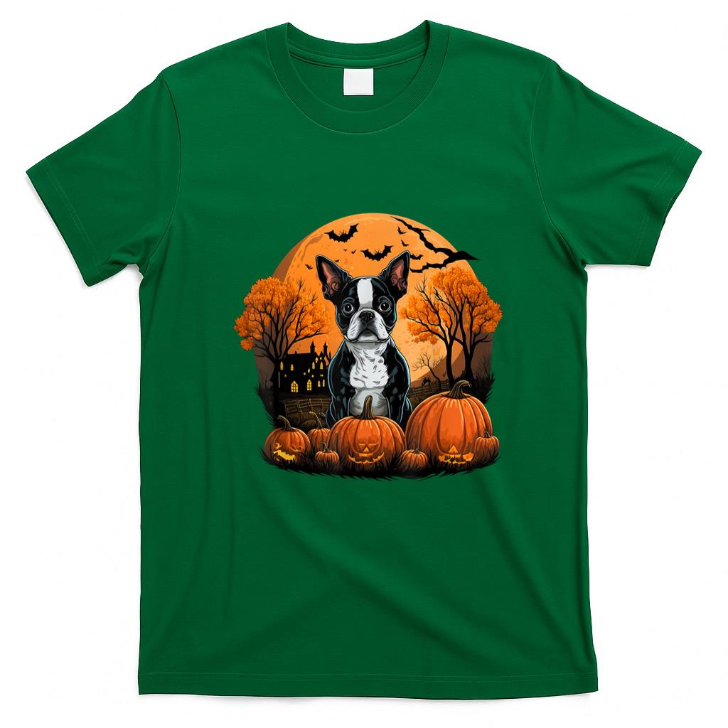 Pet Mom Halloween Shirt - Pumpkin Boston Terrier costume on Boston Terrier Halloween T-Shirt
