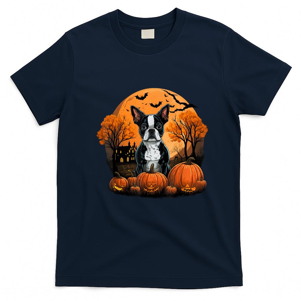 Pet Mom Halloween Shirt - Pumpkin Boston Terrier costume on Boston Terrier Halloween T-Shirt