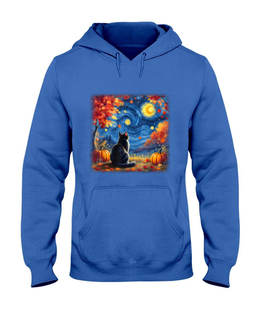 Cat Starry Night Van Gogh Cat Lover Thanksgiving Fall Autumn T-Shirt