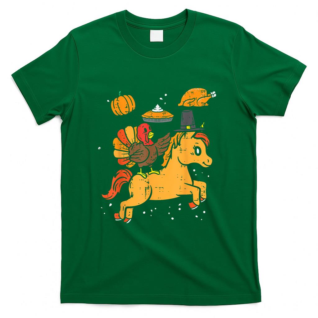 Turkey Ridin Unicorn Pumpkin Thanksgiving Toddler Girls Kids T-Shirt