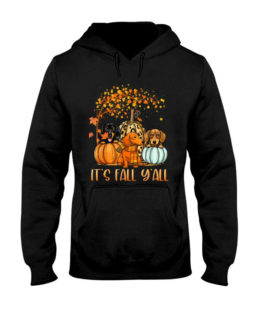 It’s Fall Y’all Autumn Dachshund Pumpkins Fall Women Girls T-Shirt