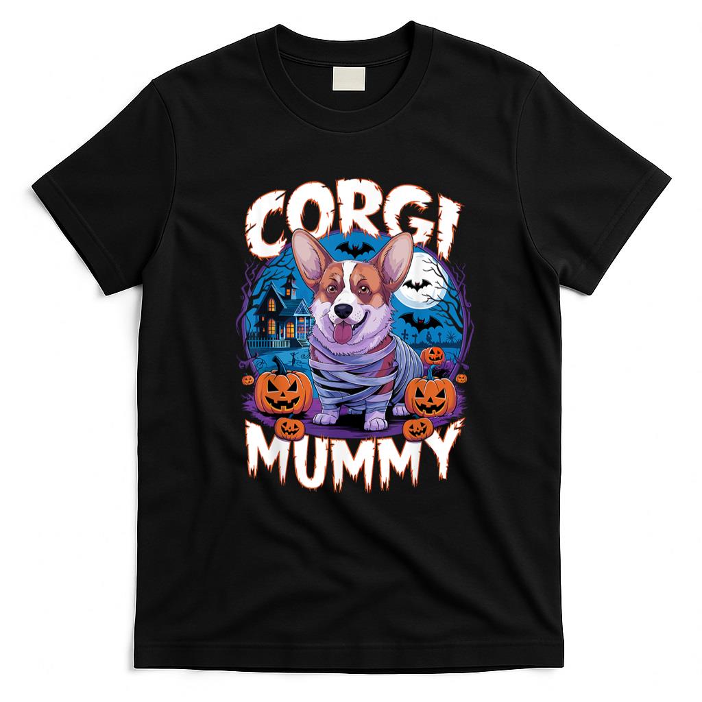 Pet Mom Halloween Shirt - Corgi Mummy Scary Halloween Costume Dog Owner Welsh Corgi T-Shirt