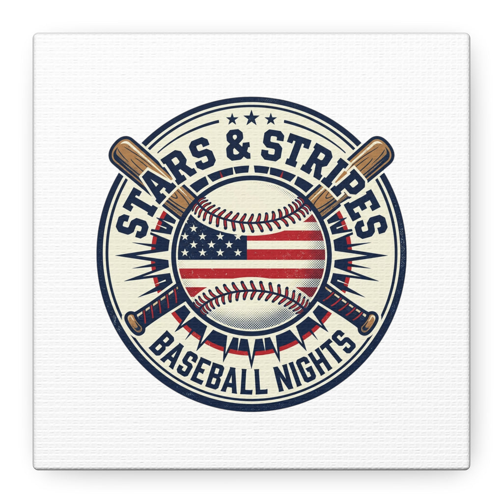 Stars & Stripes Baseball Nights Canvas | Patriotic Baseball Wall Art