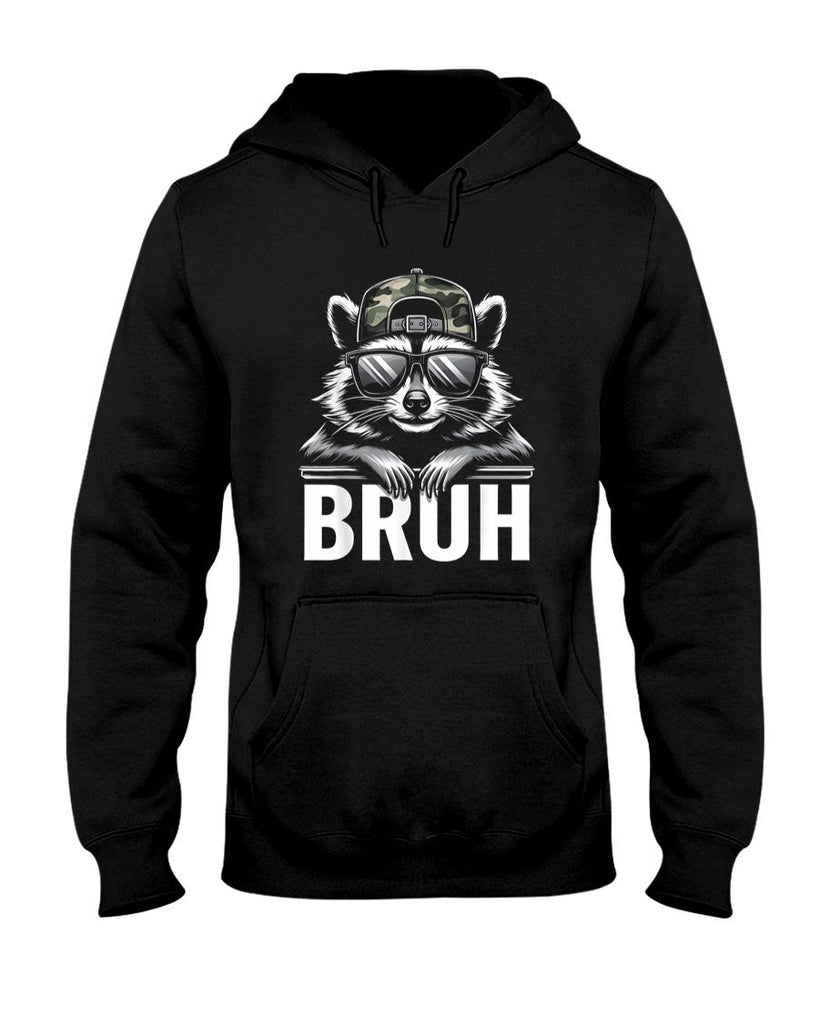 Funny Tees - Bruh Raccoon Trash Racoon Camo Hat Youth Teens Kids Slang T-Shirt