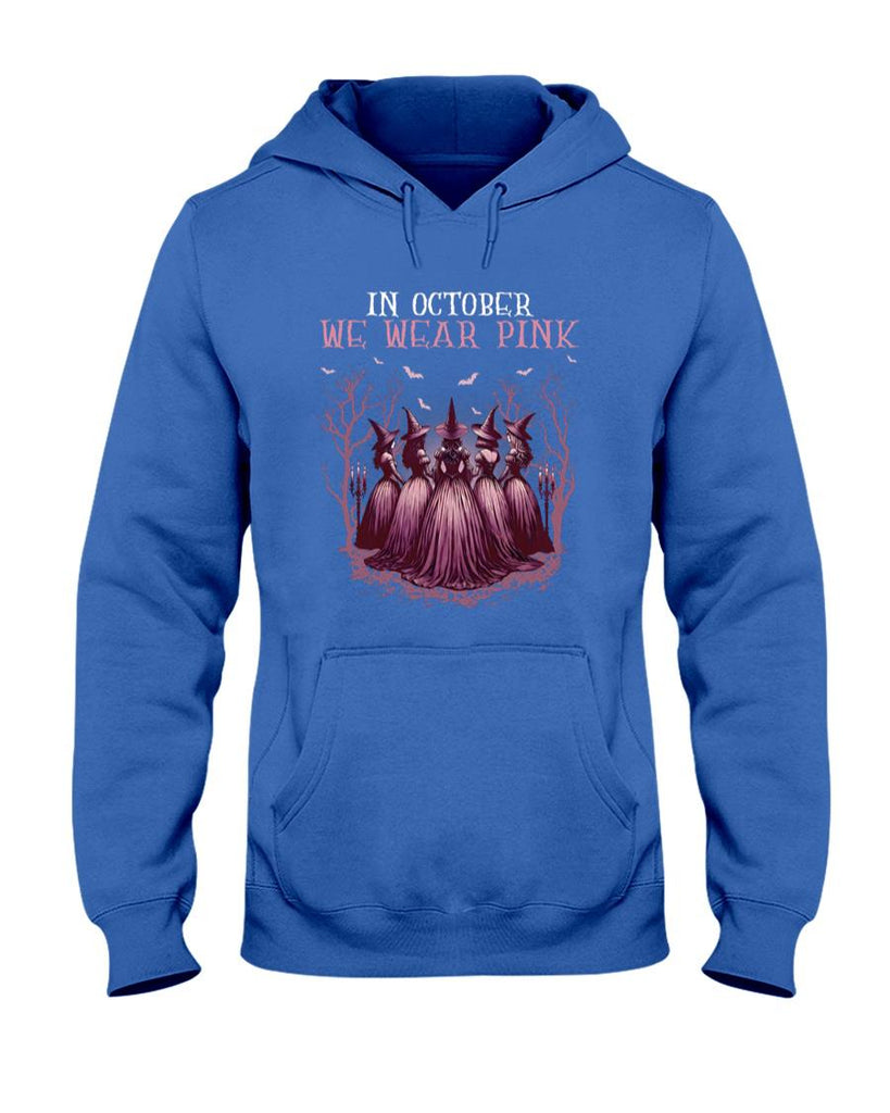 in October We Wear Pink Witch Halloween Breast Cancer Women Long Sleeve T-Shirt