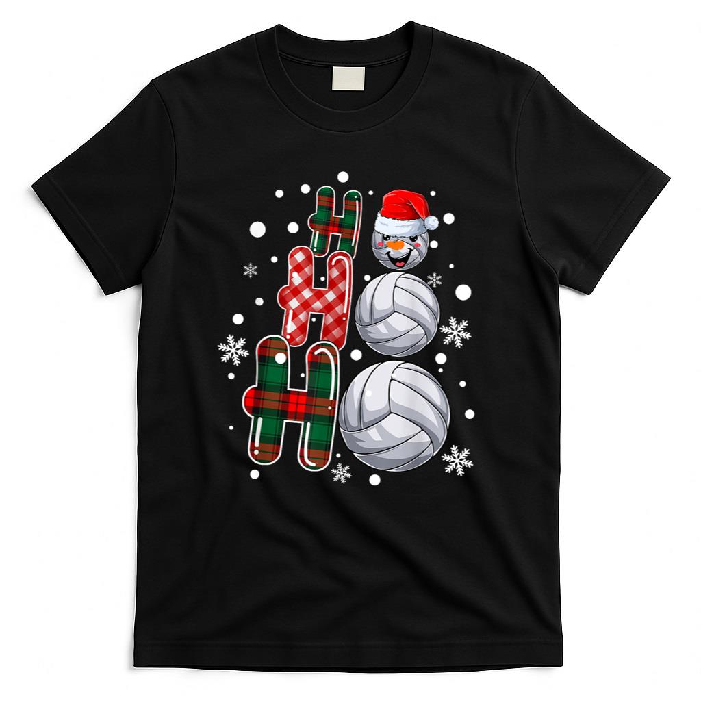 Christmas Ho-Ho-Ho Santa Snowman Volleyball Xmas Pajama T-Shirt