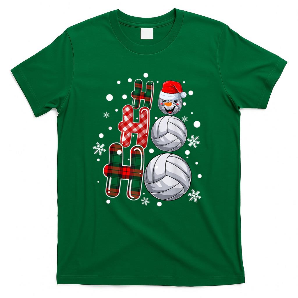 Christmas Ho-Ho-Ho Santa Snowman Volleyball Xmas Pajama T-Shirt