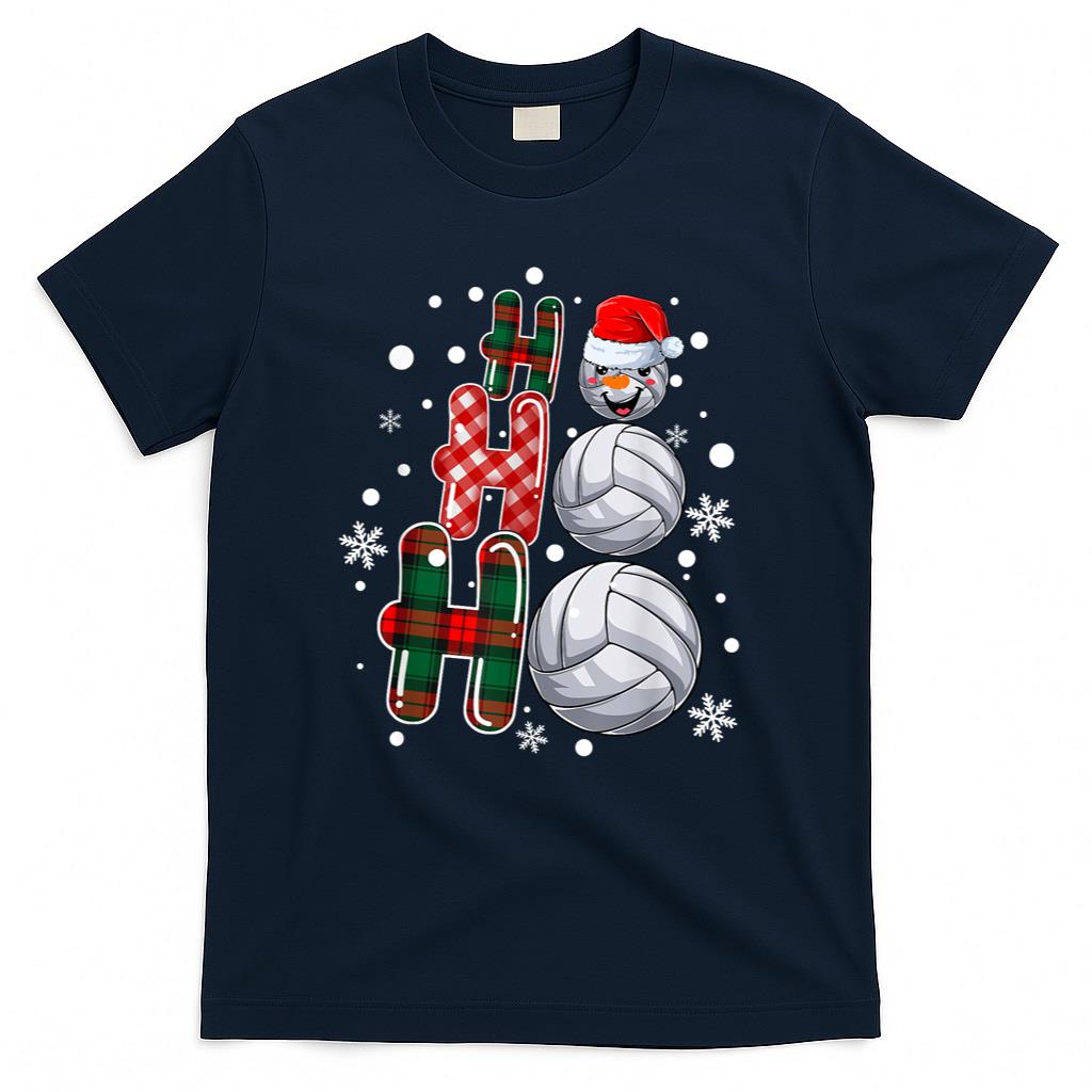 Christmas Ho-Ho-Ho Santa Snowman Volleyball Xmas Pajama T-Shirt