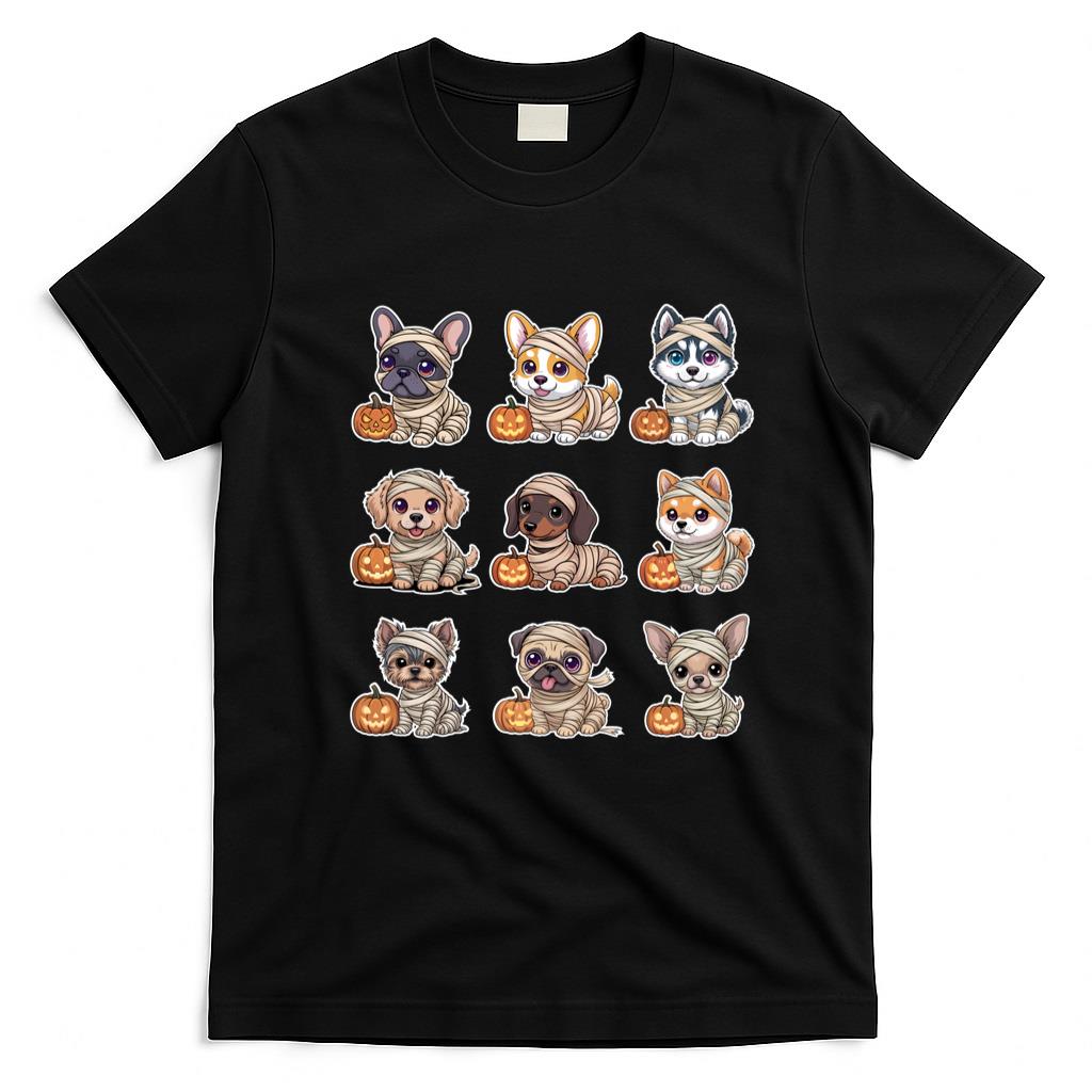 Pet Mom Halloween Shirt - Cute Puppy Mummy Halloween Dogs Frenchie Corgi Dachshund Pug Long Sleeve T-Shirt