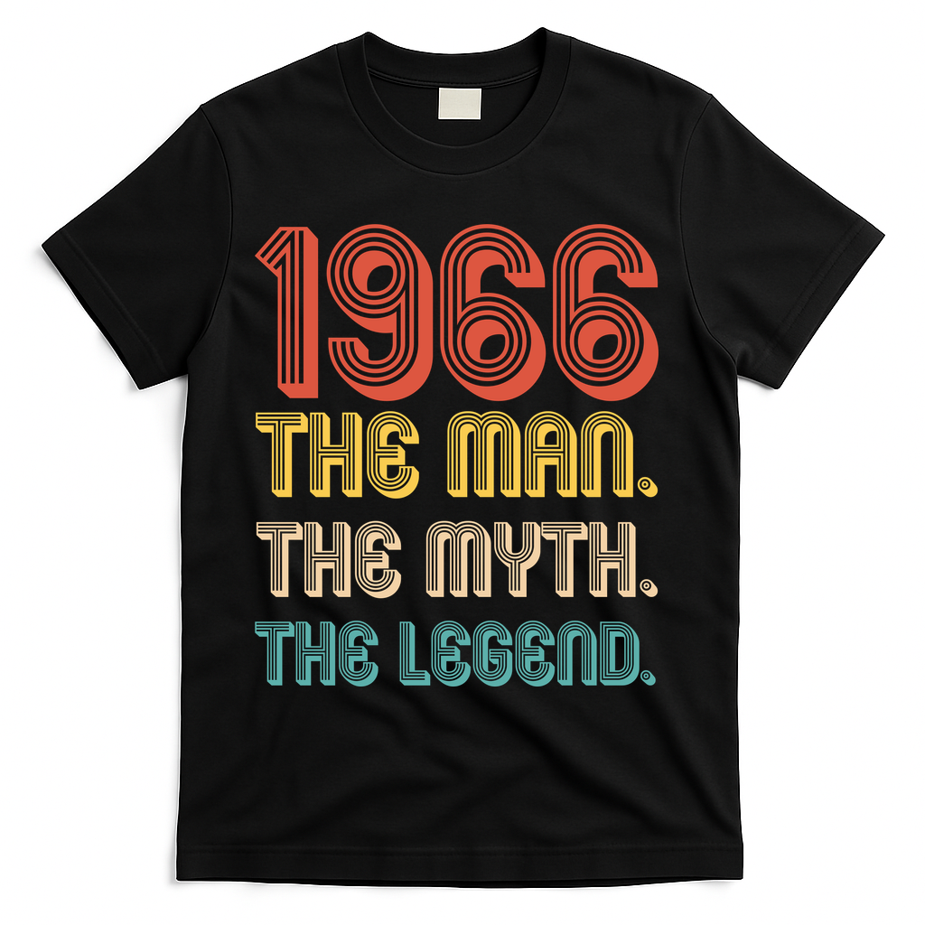 60th Birthday 1966 The Man Myth The Legend T-Shirt - Black