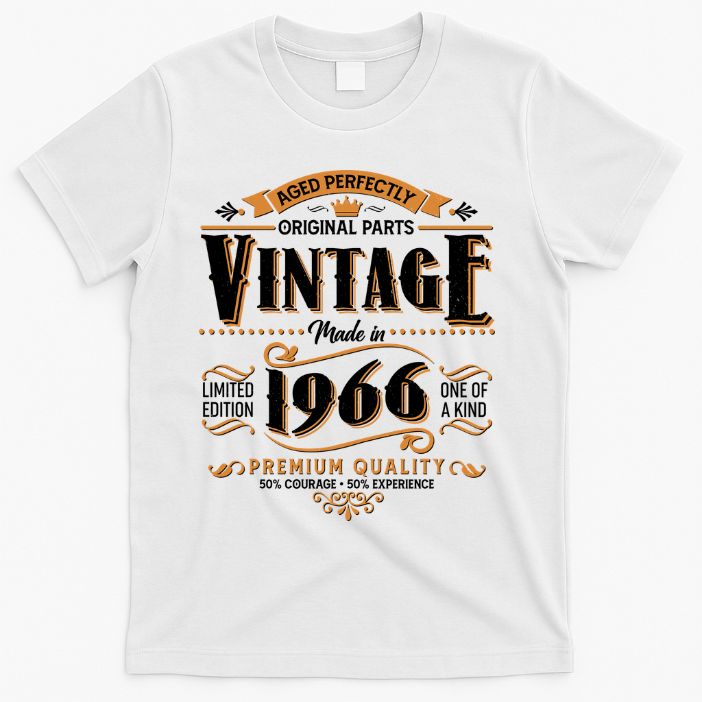 60th Birthday Age Perfectly Original Parts Vintage Made In 1966 Premium Quality T-Shirt - White