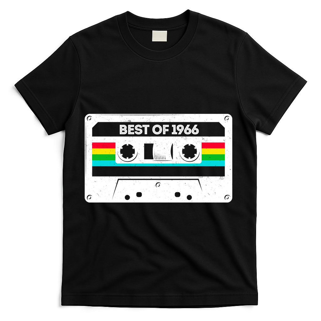 60th Birthday Best Of 1966 Cassette Mix Tape  T-Shirt - Black