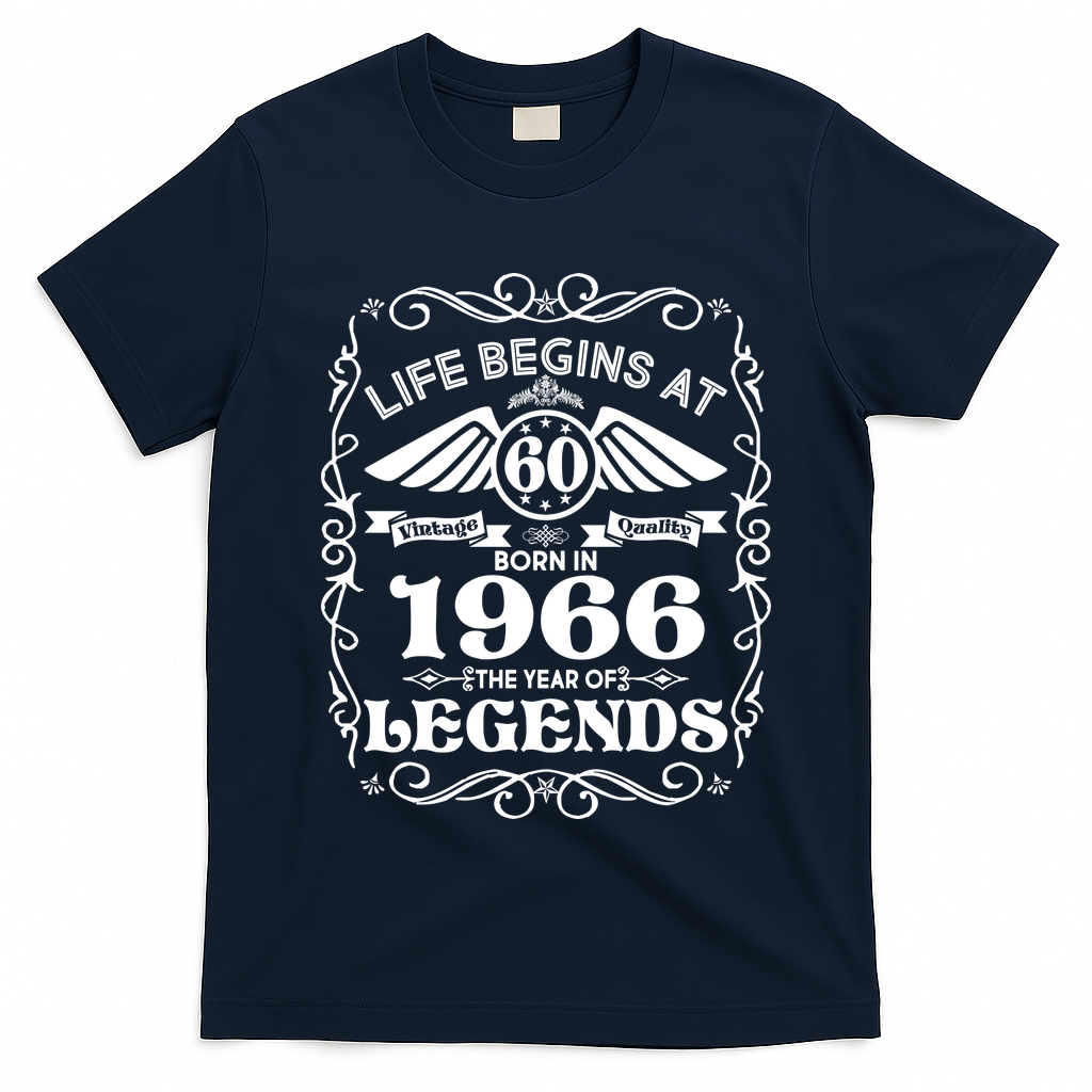 60th Birthday Life Begins At 60 Born In 1966 The Year Of Legends T-Shirt