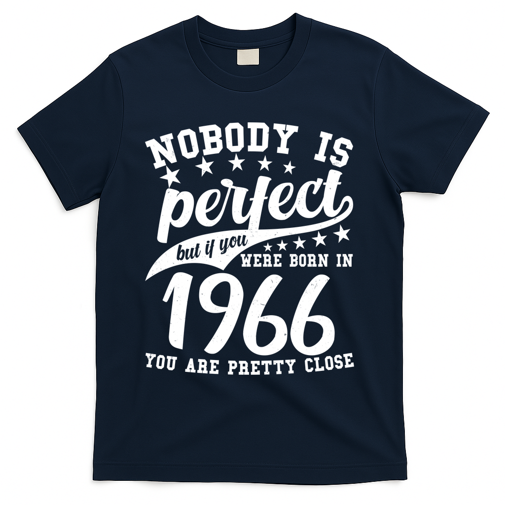 60th Birthday Nobody Is Perfect Born In 1966 You Are Pretty Close  T-Shirt - Navy