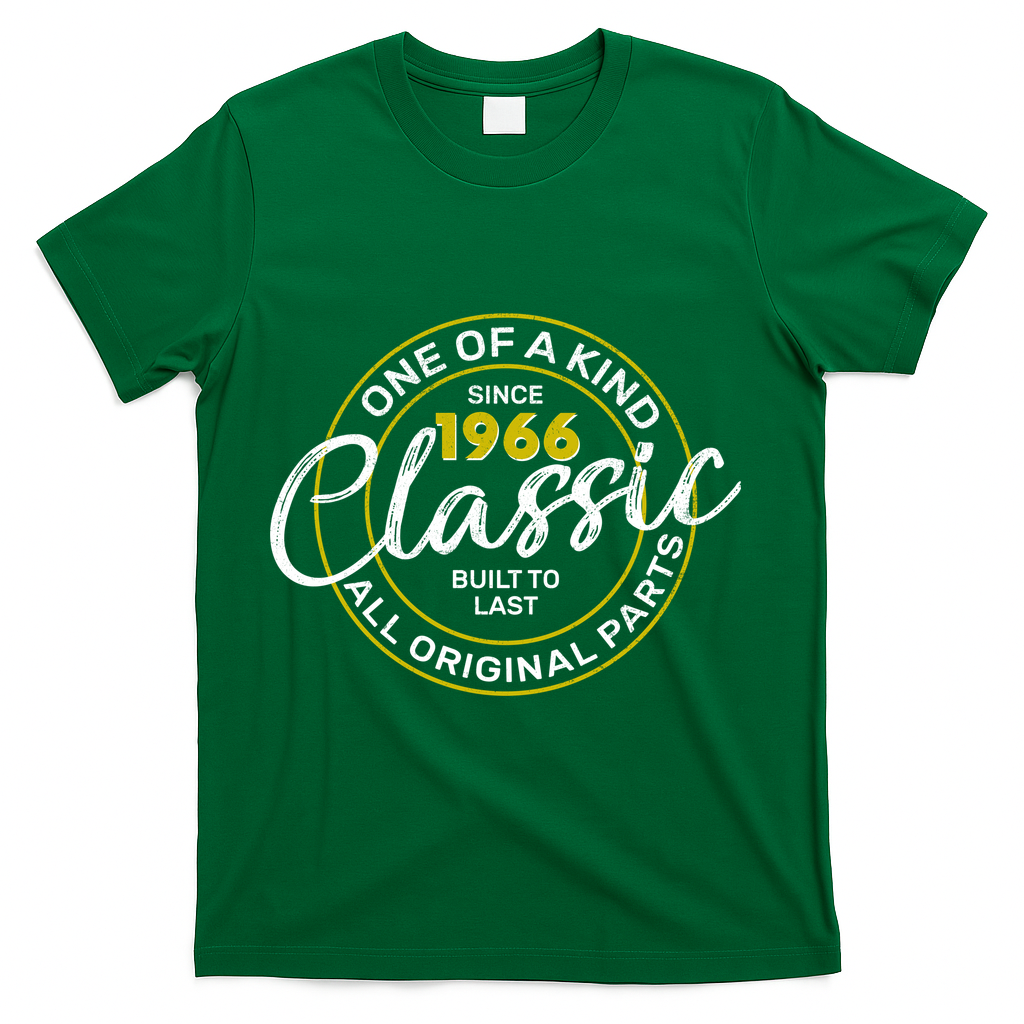 60th Birthday One Of A Kind Since 1966 Classic Built To Last All Original Parts  T-Shirt - Green