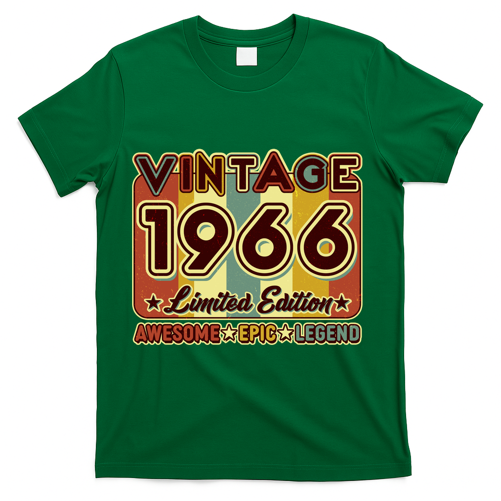 60th Birthday Vintage 1966 Limited Edition Awesome Epic Legend T-Shirt - Green