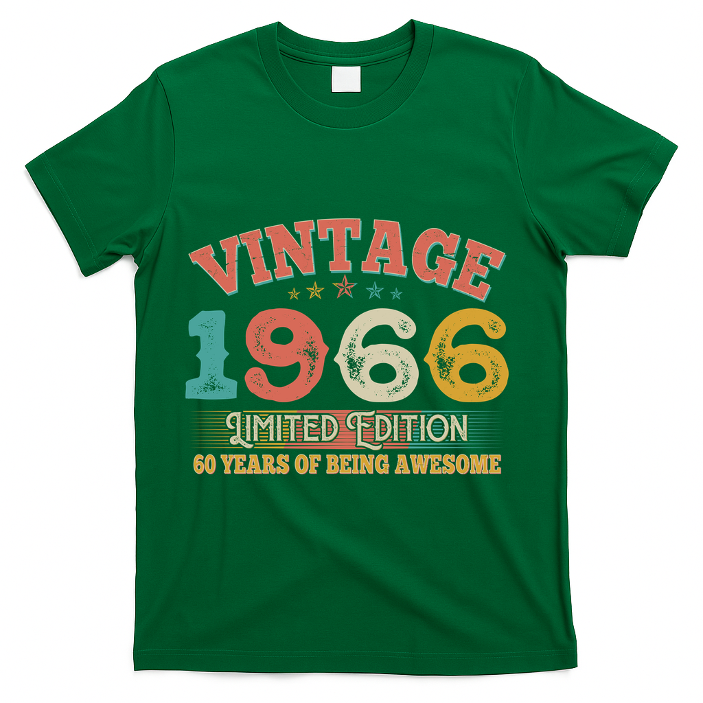 60th Birthday Vintage 1966 Limited Edition 60 Years Of Being Awesome T-Shirt - Green