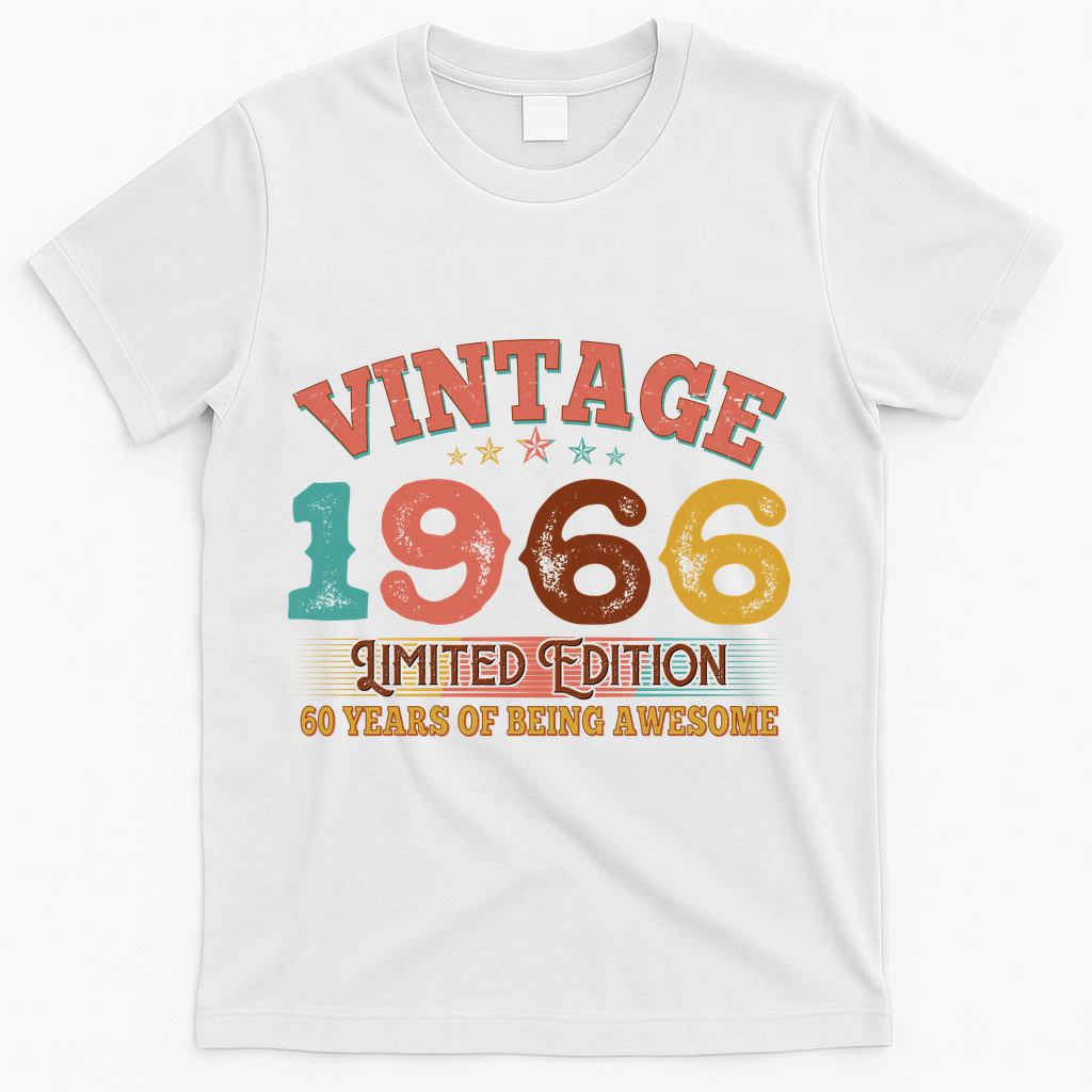 60th Birthday Vintage 1966 Limited Edition 60 Years Of Being Awesome T-Shirt - White