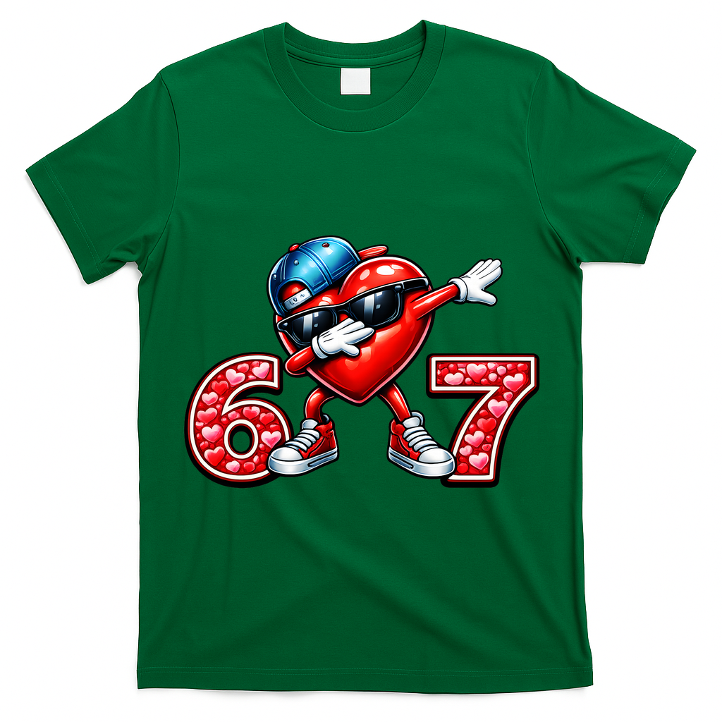 67 Meme 6-7 Heart Dabbing Six Seven Valentines Day T-Shirt
