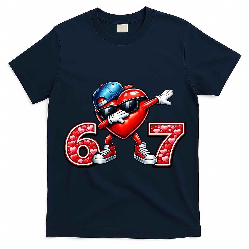 67 Meme 6-7 Heart Dabbing Six Seven Valentines Day T-Shirt