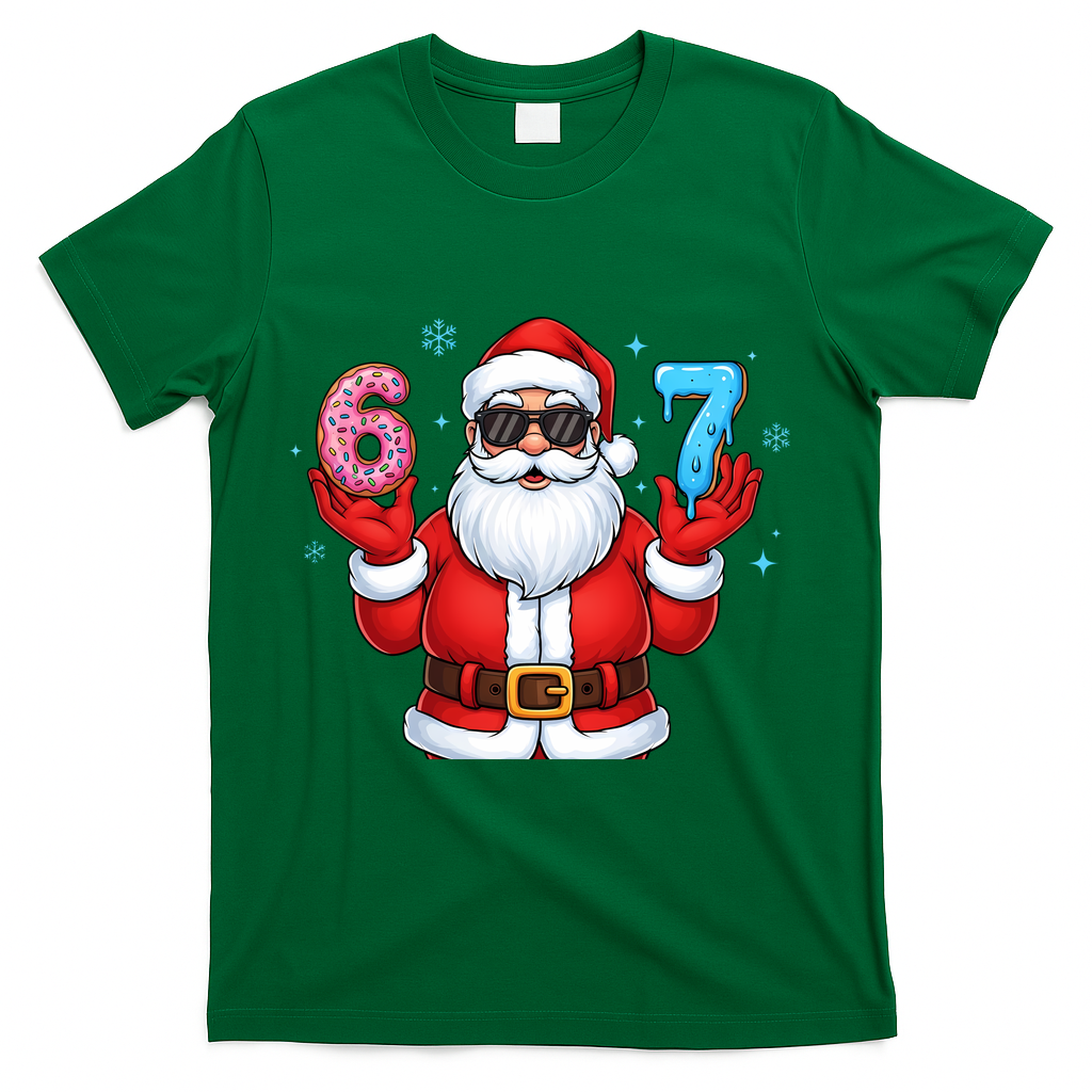 6-7 Meme Cool Santa Claus 67 T-Shirt - Green