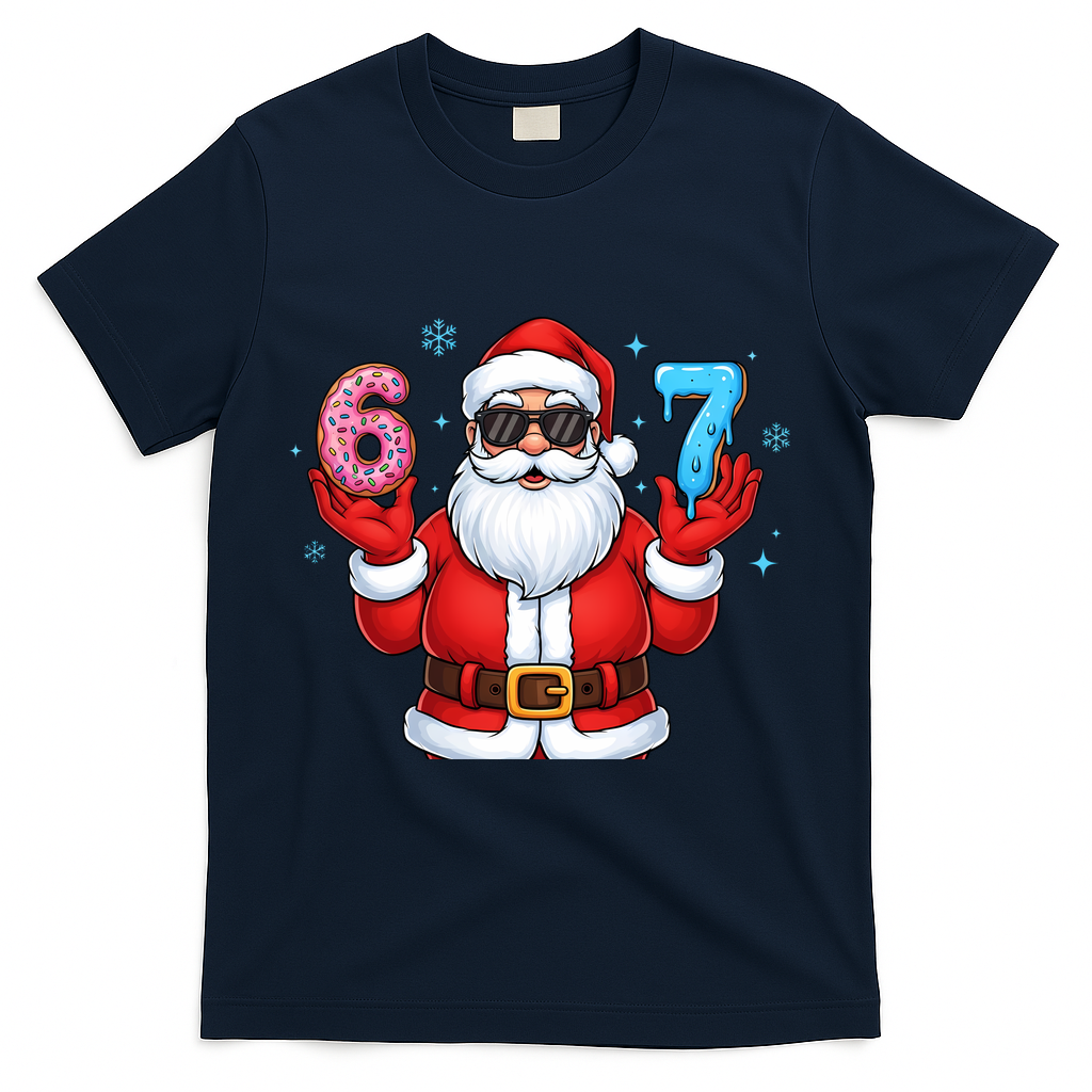 6-7 Meme Cool Santa Claus 67 T-Shirt - Navy