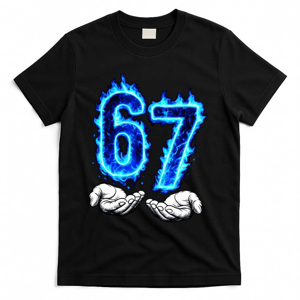 6-7 Meme Six Seven 67 Hands Meme Funny T-Shirt - Black