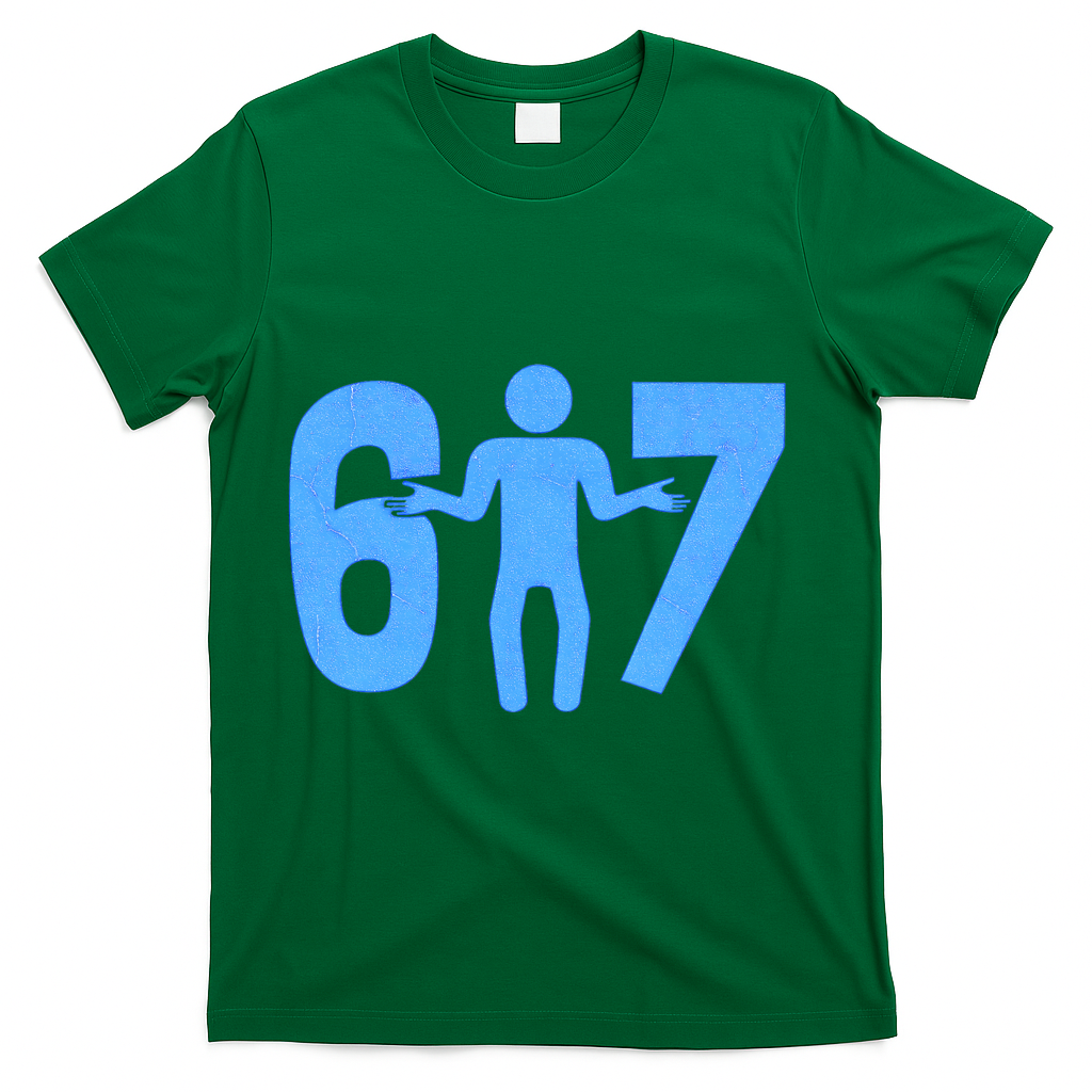 6-7 Stick Figure 67 Meme T-Shirt - Green