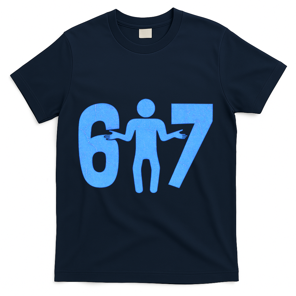 6-7 Stick Figure 67 Meme T-Shirt - Navy