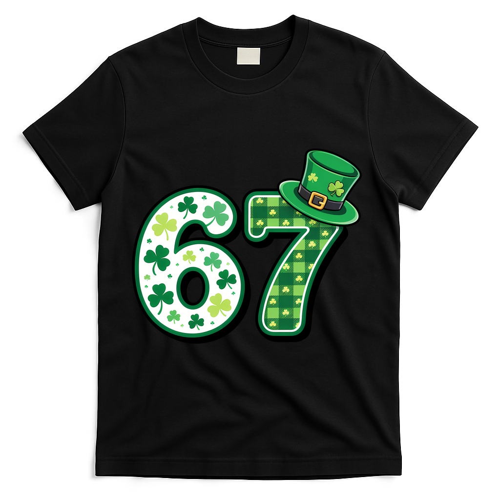67 St Patrick's Day 6-7 Meme Funny Irish T-Shirt - Black
