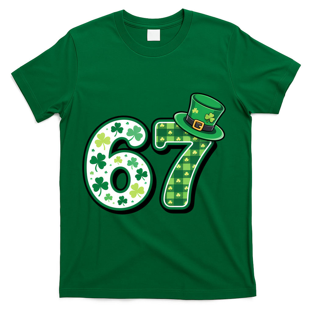 67 St Patrick's Day 6-7 Meme Funny Irish T-Shirt - Green