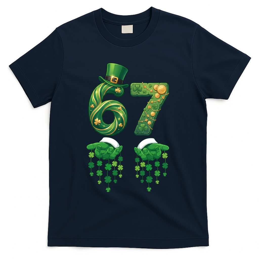 67 St Patricks Day Six Seven T-Shirt - Navy