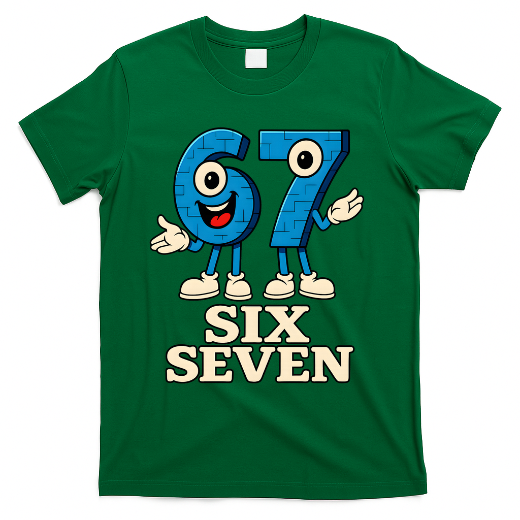 67 Six Seven 6-7 Meme Italian Brainrot Gaming T-Shirt - Green