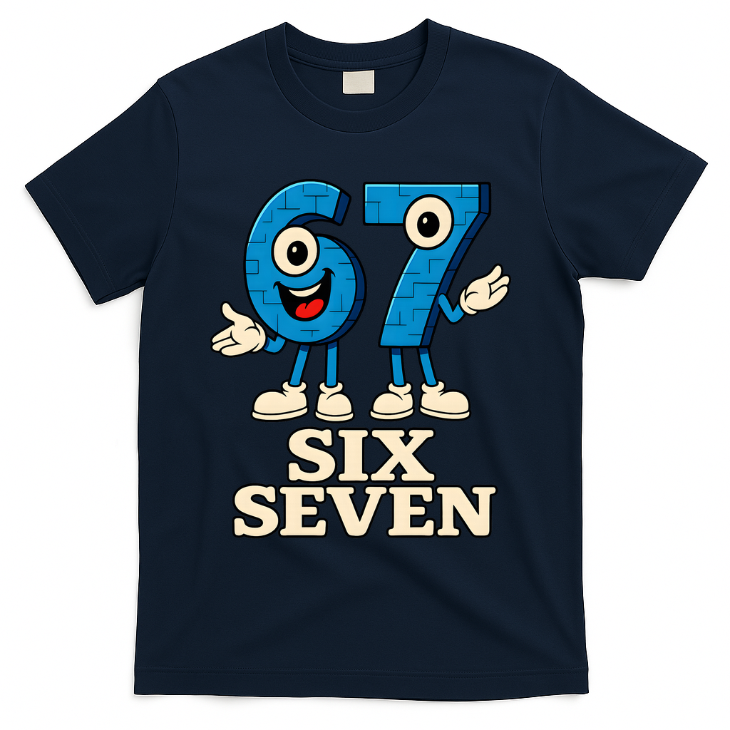 67 Six Seven 6-7 Meme Italian Brainrot Gaming T-Shirt - Navy