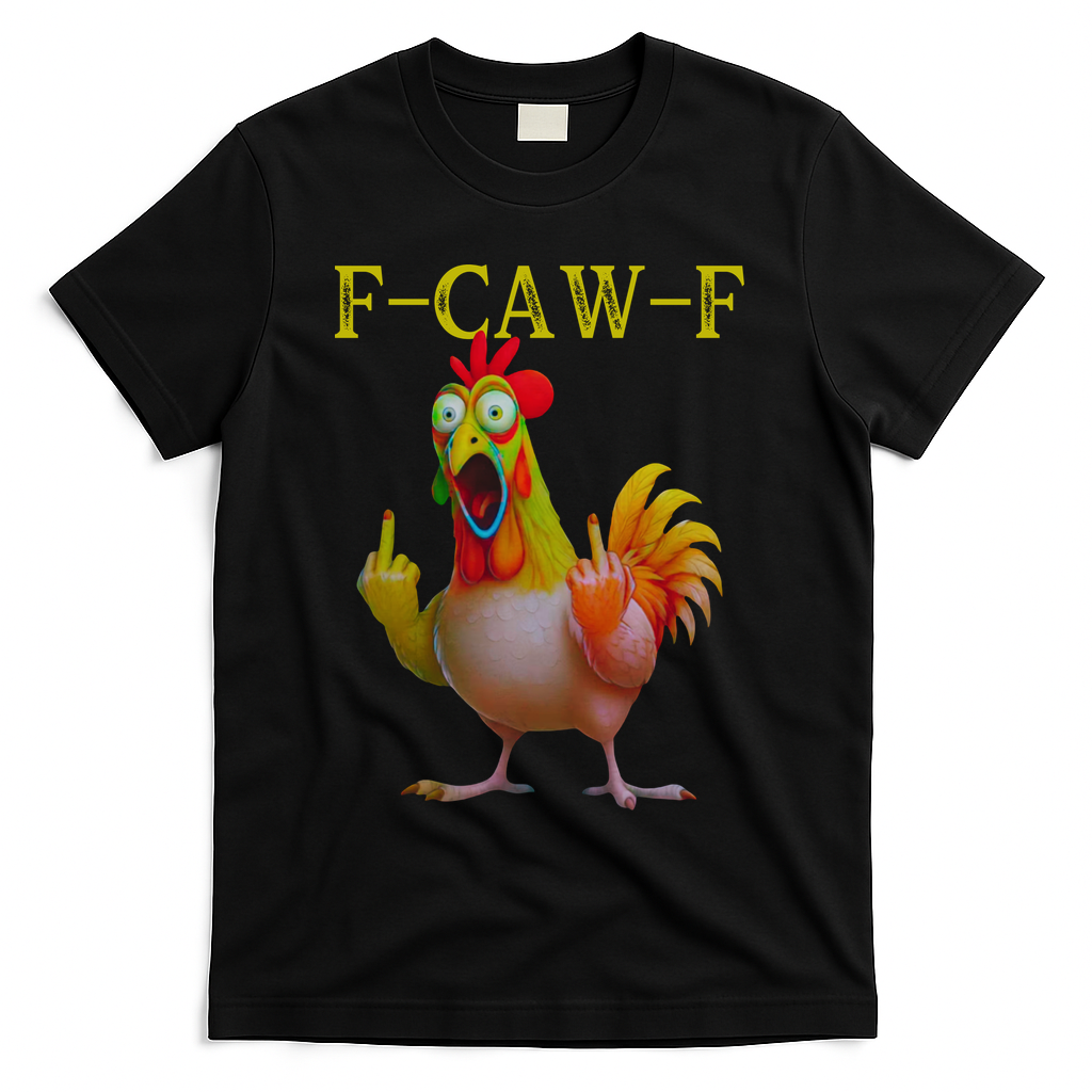 F Caw F Funny Chicken Middle Finger Clucking Rooster Meme T-Shirt