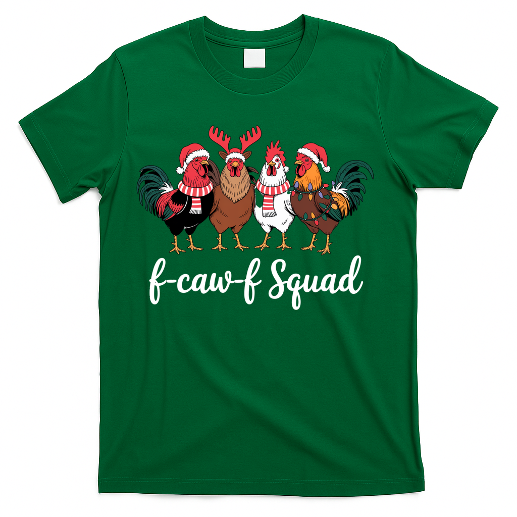 Christmas F-Caw-F Squad Funny Festive Chicken T-Shirt