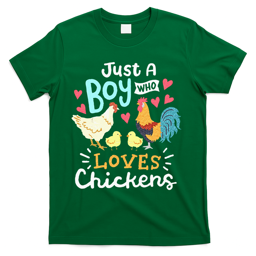 Just A Boy Who Loves Chickens Farm Chicken T-Shirt