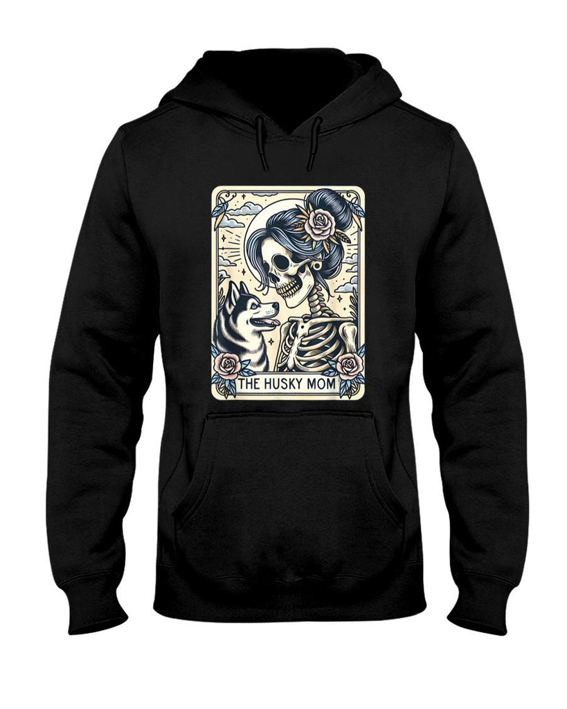Pet Mom Halloween Shirt - Cute Siberian Husky Mom Tarot Card Skeleton Husky Mama Dog T-Shirt