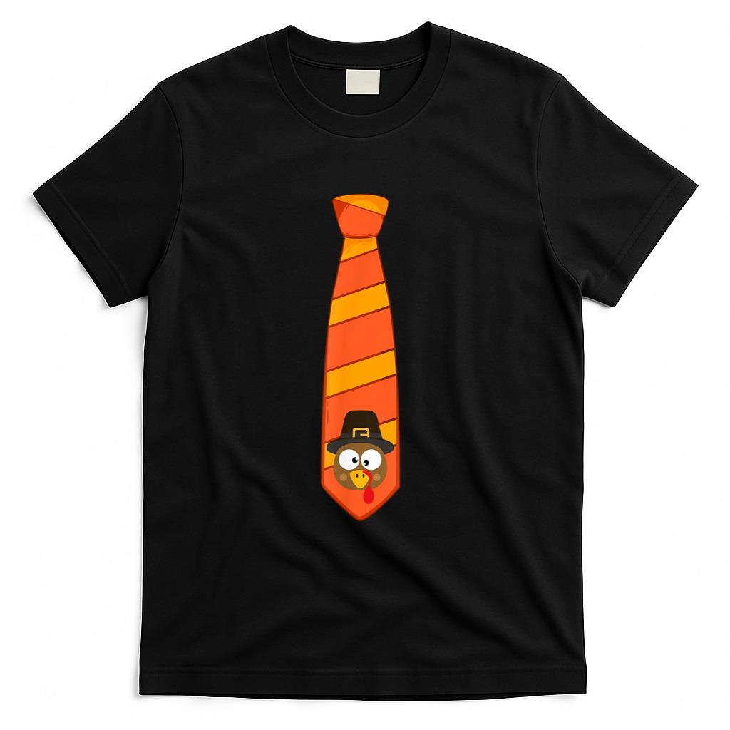 Funny thanksgiving tie with turkey for family dinner T-Shirt