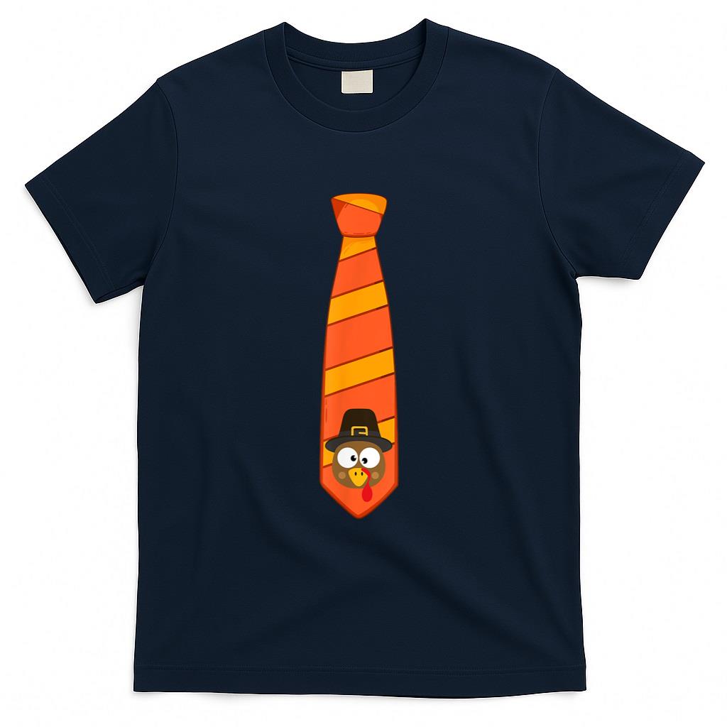 Funny thanksgiving tie with turkey for family dinner T-Shirt