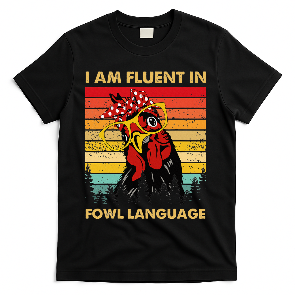 Retro Vintage Chicken Funny I Am Fluent Fowl Language T-Shirt