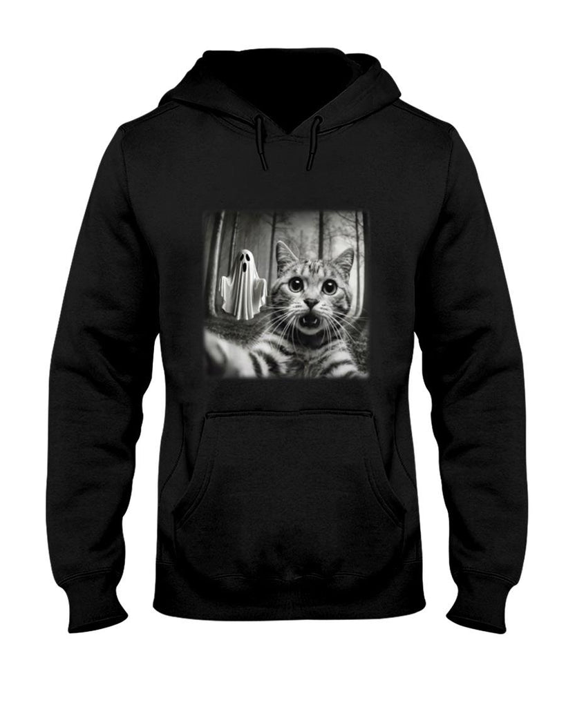 Halloween Shirt - Funny Halloween Cat Selfie with Spooky Ghost Cat Lovers T-Shirt