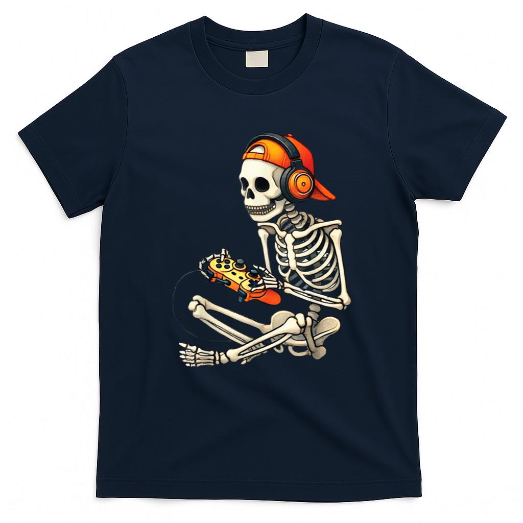 Halloween Shirt - Halloween Skeleton Gamer Video Gaming Boys Men Kids Tees T-Shirt
