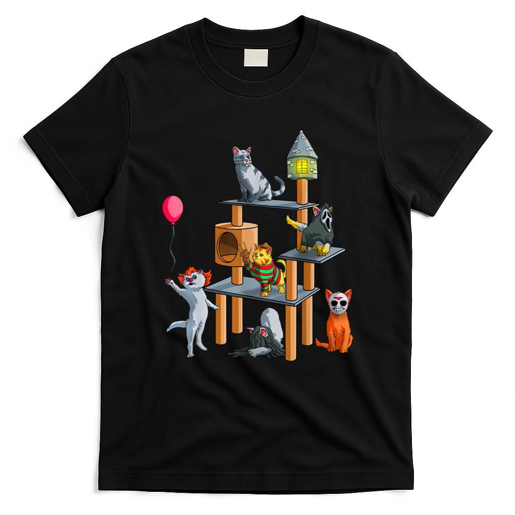 Halloween Shirt - Funny Cat Horror Movies Cute Halloween for Cat Kitty Lovers T-Shirt