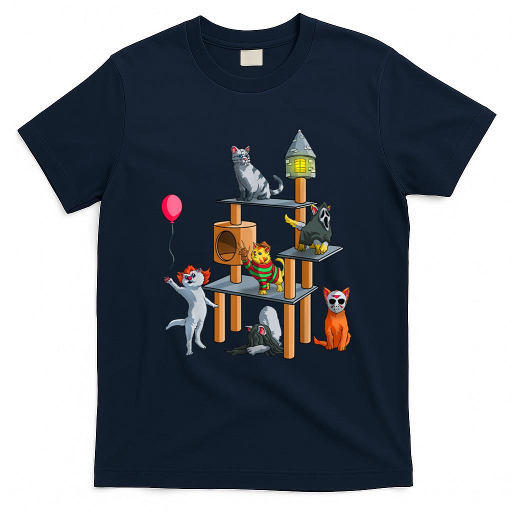 Halloween Shirt - Funny Cat Horror Movies Cute Halloween for Cat Kitty Lovers T-Shirt