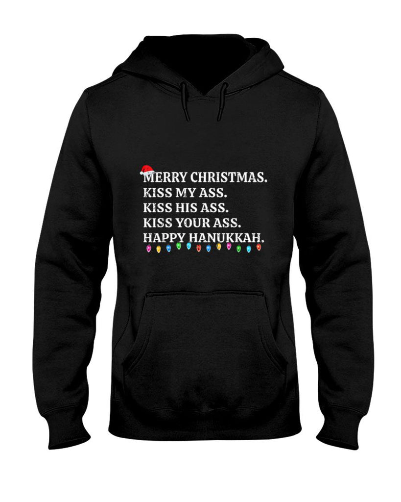 Merry Christmas Funny Kiss My Ass Xmas Men Women Unisex-Adults T-Shirt Black Small Modern Crew